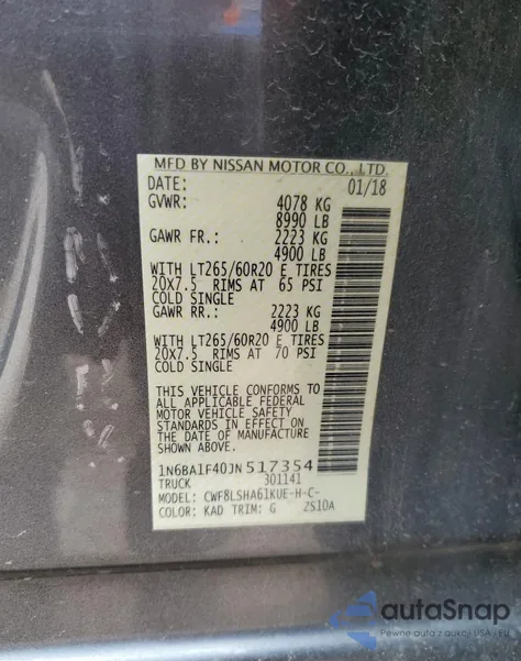 2018 Nissan Titan Xd Sl из США, поврежденный, VIN 1N6BA1F40JN517354